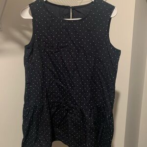 Sleeveless Navy Polka Dot Peplum Top